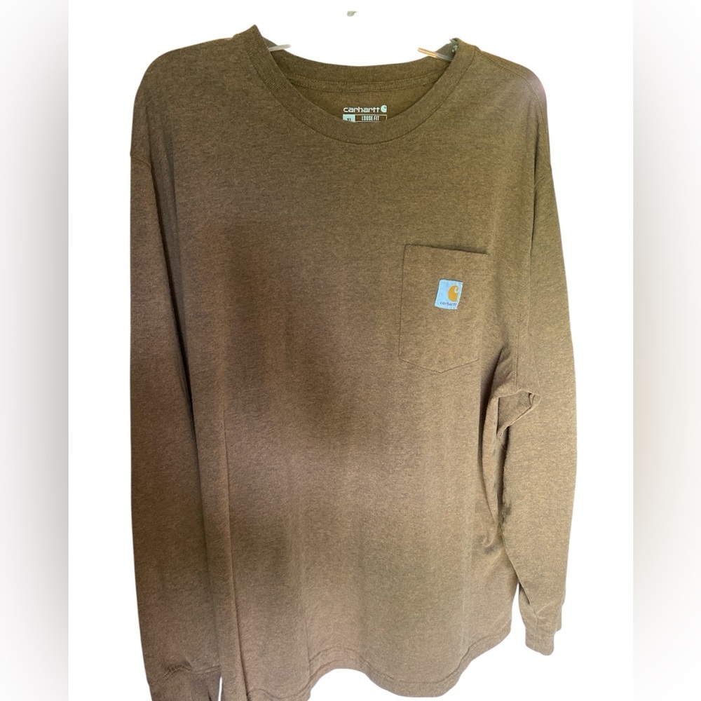 🔥 Carhartt Loose Fit Long Sleeve Workwear Shirt XL Brown Heather – Rugged look
